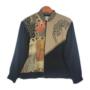 Vtg City Girl Petites By Nancy Bolen 80s Jungle Cheetah Jacket Sz S Artsy RARE